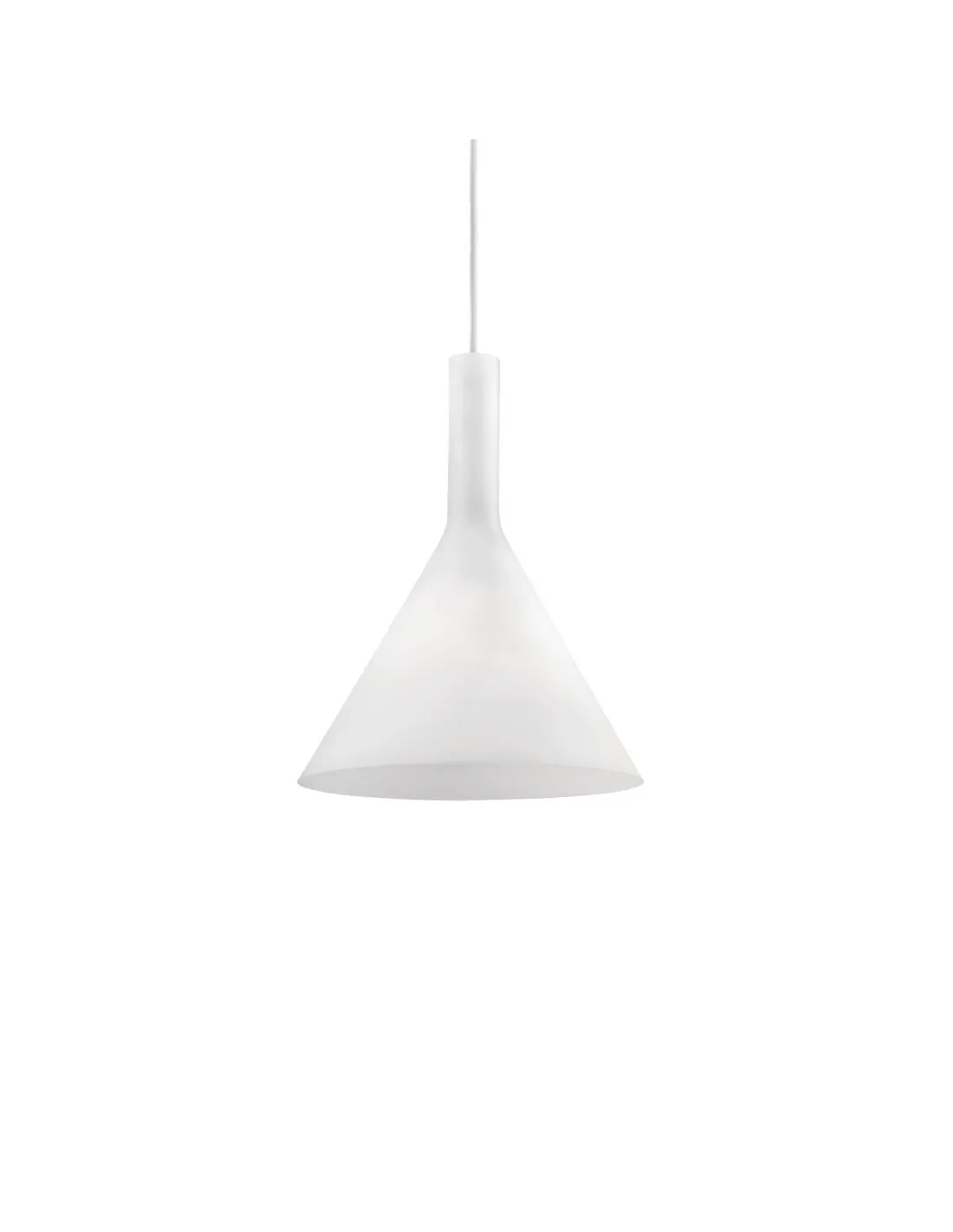Sospensione Ideal Lux Cocktail SP1 Small Bianca, Diffusore in vetro bianco, 1 E14, Regolabile in altezza, Ideale per snack