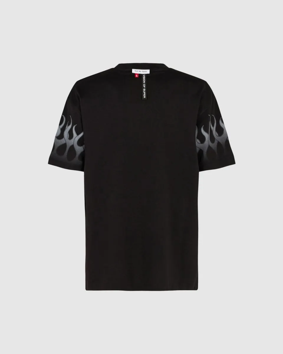 T-SHIRTS NERA CON FIAMME GRIGIE