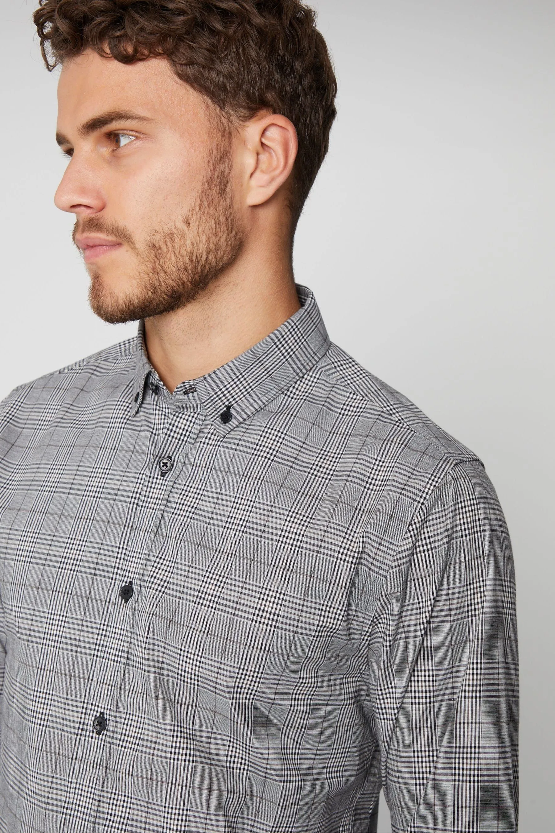 Threadbare - Camicia elasticizzata in Manica lunga A quadri cotone