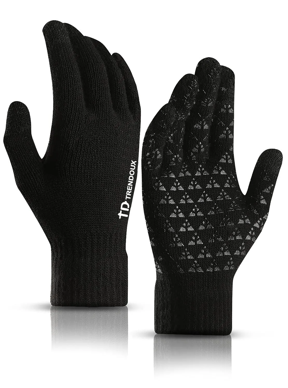 TRENDOUX men's gloves, women's equestrian gloves, touchscreen for cell phone, winter non-slip grip wool elastic