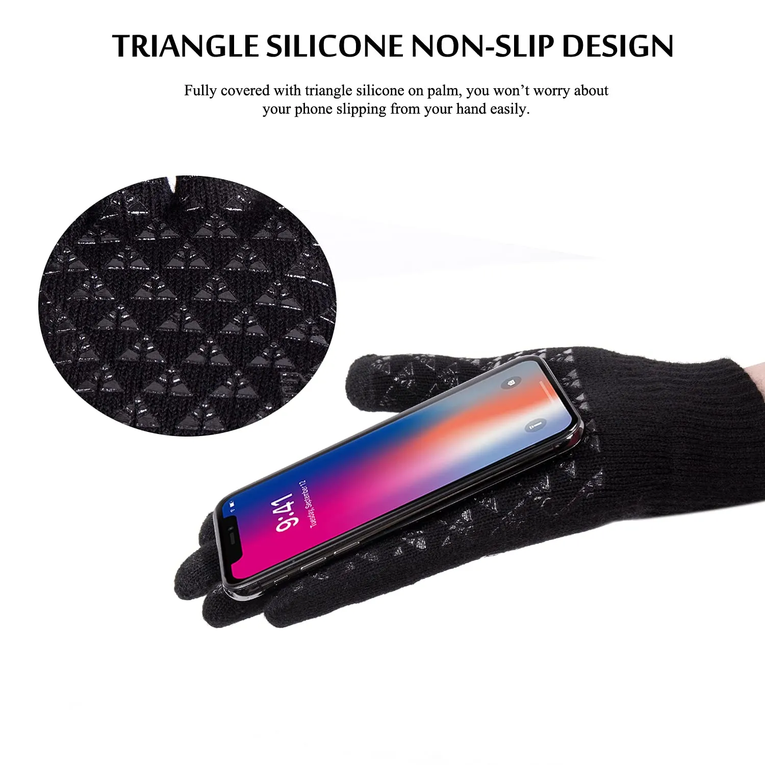 TRENDOUX men's gloves, women's equestrian gloves, touchscreen for cell phone, winter non-slip grip wool elastic