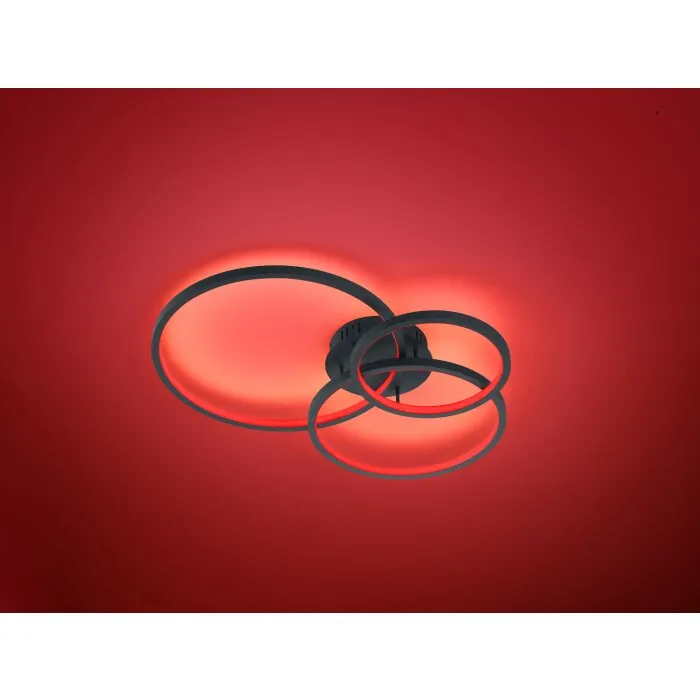 Trio Aaron Plafoniera LED Antracite, 1-Luce, Telecomando, Cambia colore