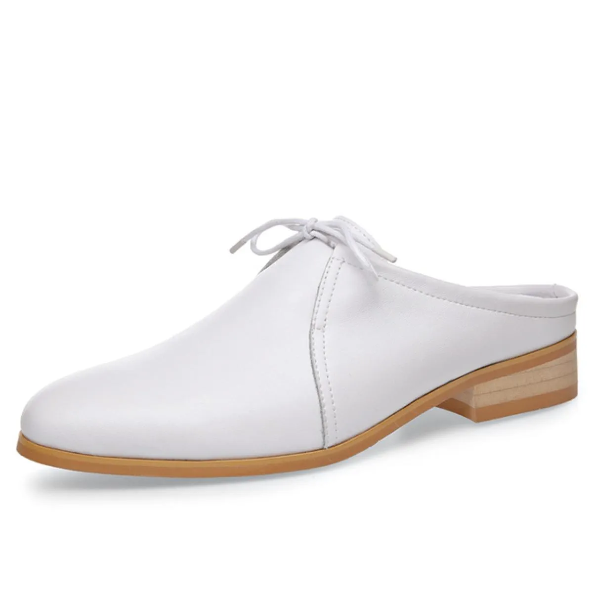 White leather high-end men's work shoes Small white pointed leather men's shoes S