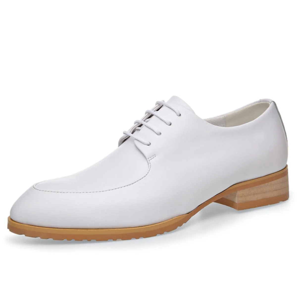 White leather high-end men's work shoes Small white pointed leather men's shoes S