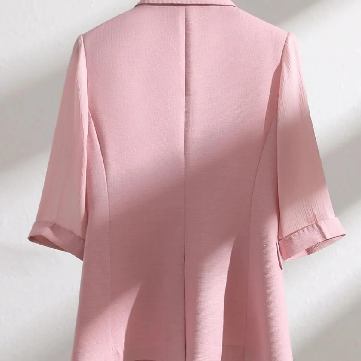 Women's Beige Green Pink Half-Sleeve Summer Spring Office Jacket for Women, Workwear Formal Jacket