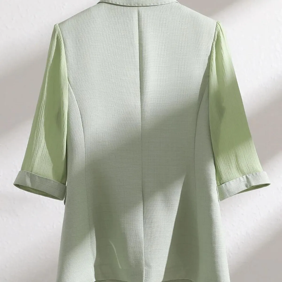 Women's Beige Green Pink Half-Sleeve Summer Spring Office Jacket for Women, Workwear Formal Jacket