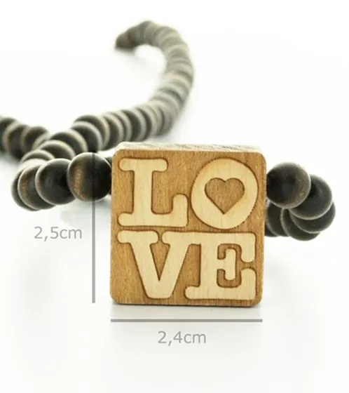 WOOD FELLAS Collana Collana in legno di tiglio Gioiello da collo romantico con ciondolo in legno amore marrone