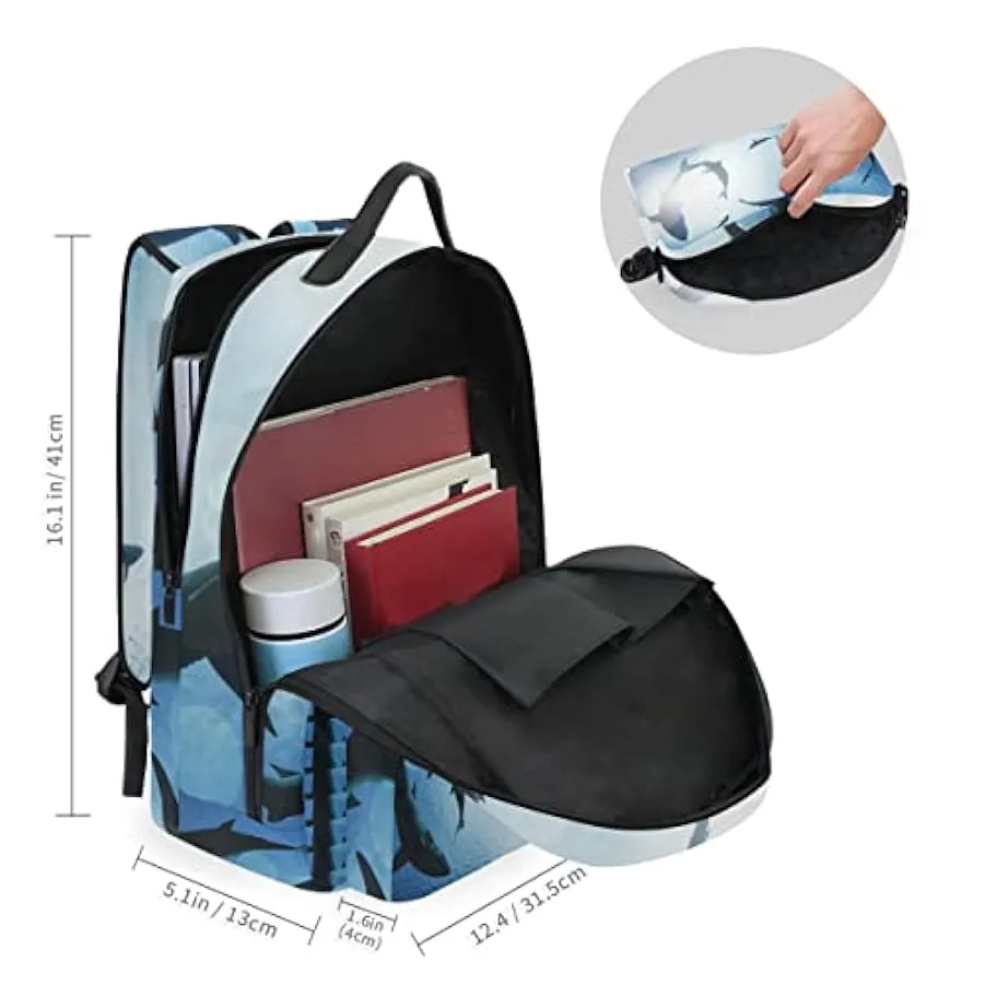 ZANHUGMI Shark School Daypack with Detachable Shoulder Bag 148228221